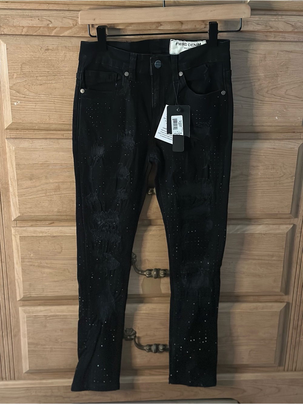 FWRD Denim New York Fit 1 Black Distressed Urban Wear Slim Fit Jeans | Size 10Y